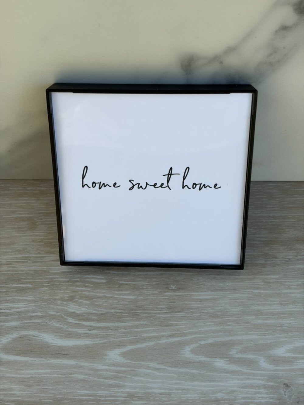 Home Sweet Home Framed Art Print 4x4 Black White Christian Modern Shelf Sitter
